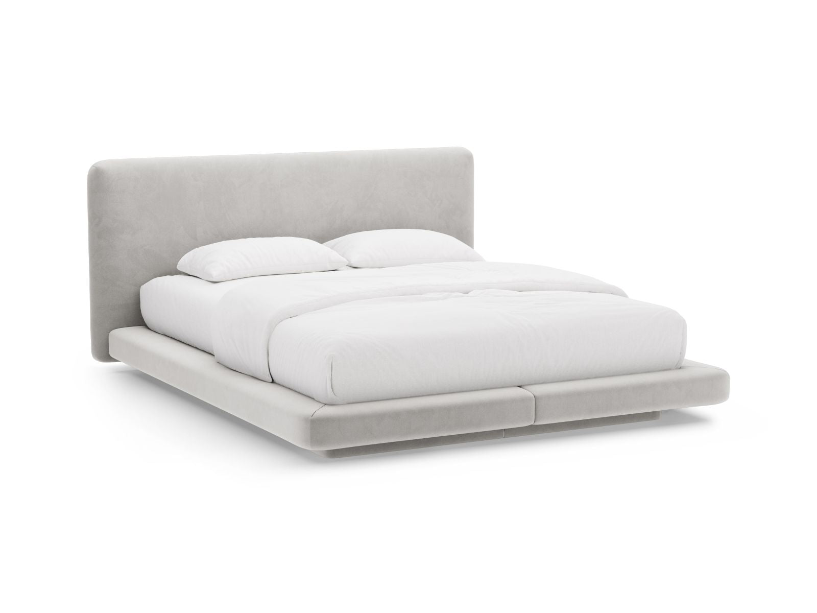 Letto con Testata in Velluto, "Linea", 225x244x98 - Grigio Chiaro