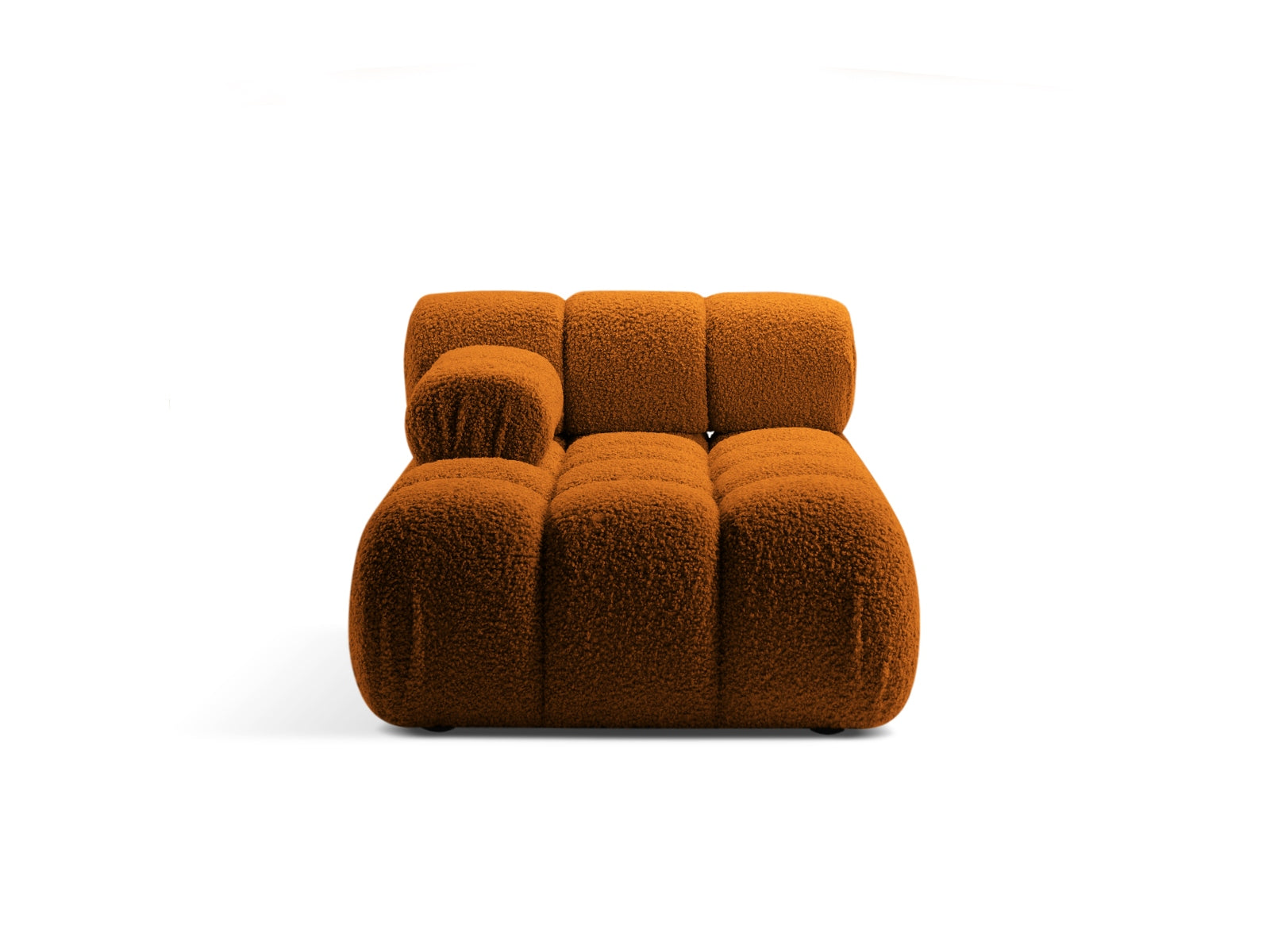 Chaise Longue Sinistra in Bouclé, "Bellis", 1 Posto, 155x94x70 - Mattone