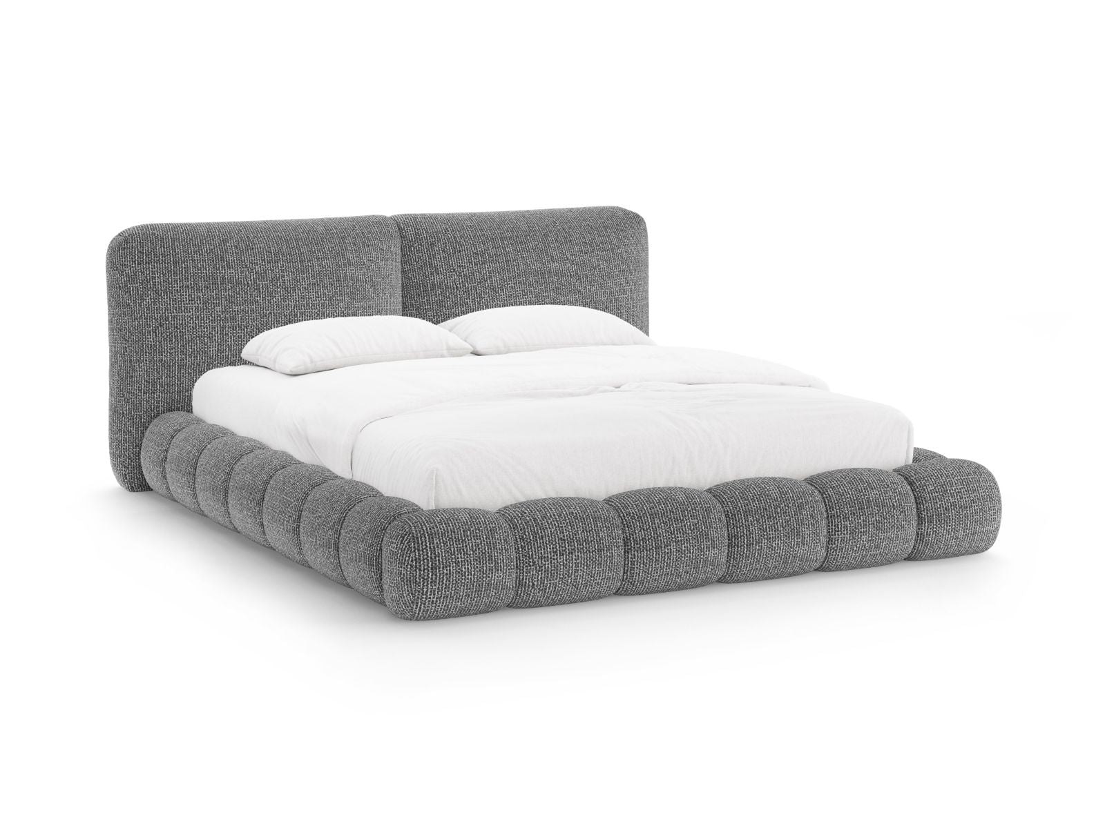 Letto con Contenitore e Testata, "Solange", 236x202x90 - Grigio Scuro