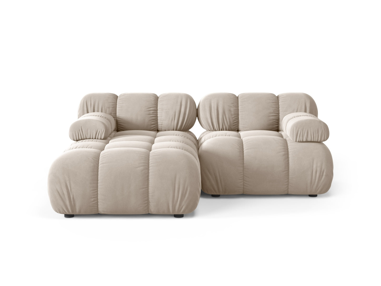 Divano Angolare Modulare Sinistro in Velluto, "Bellis", 3 Posti, 188x155x70 - Beige Scuro