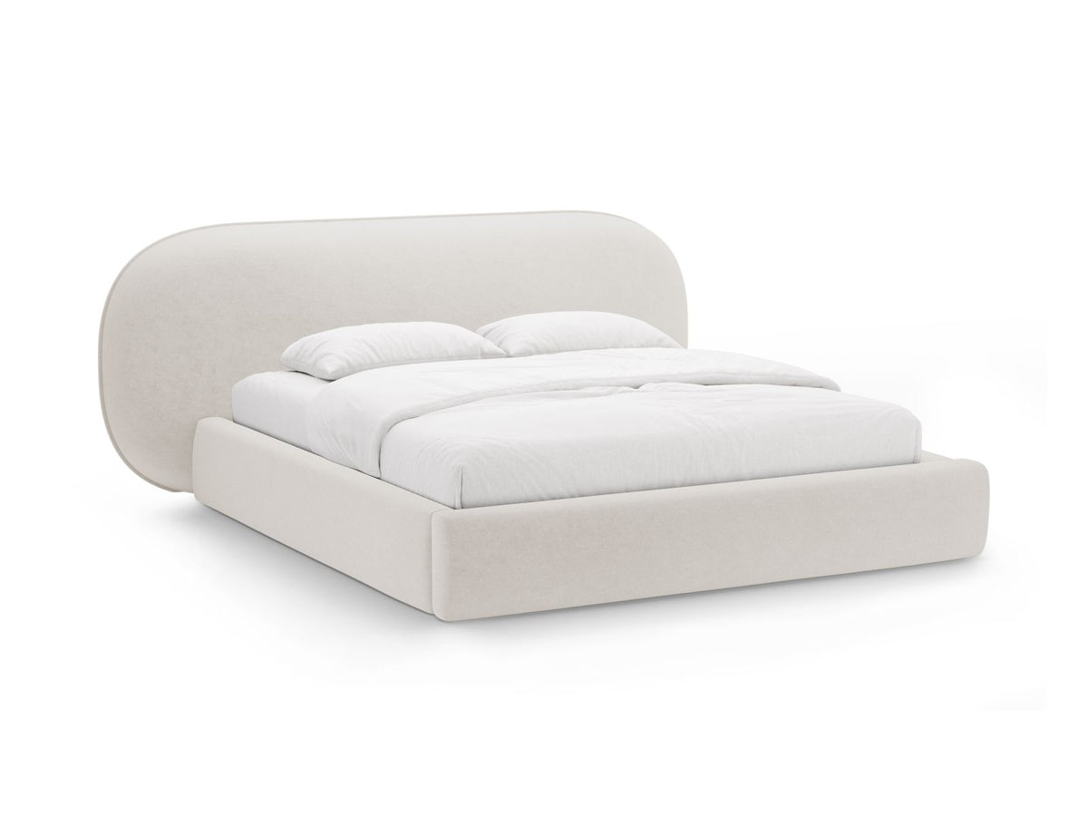 Letto Contenitore con Testata Ovalo - Beige Chiaro 160x200