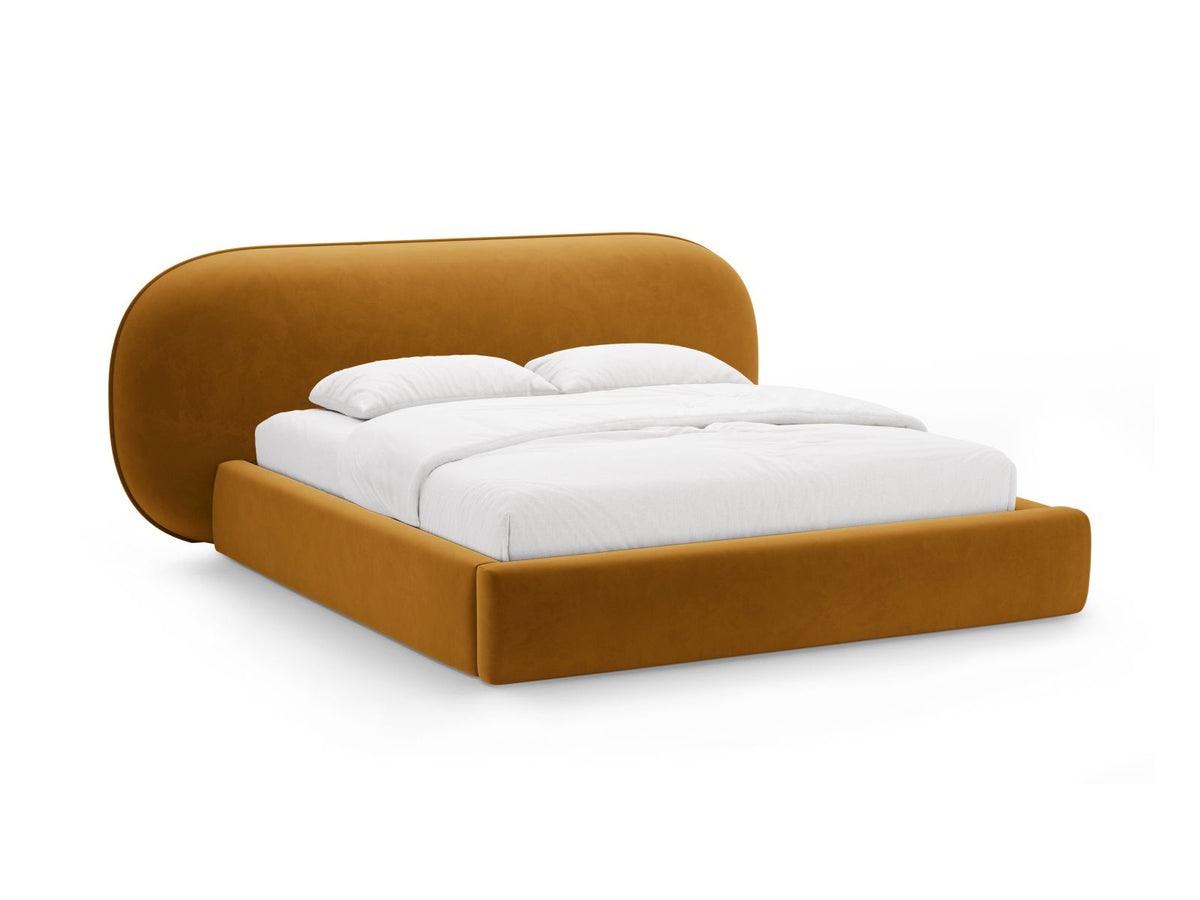 Letto Contenitore con Testata Ovalo - Senape 200x200