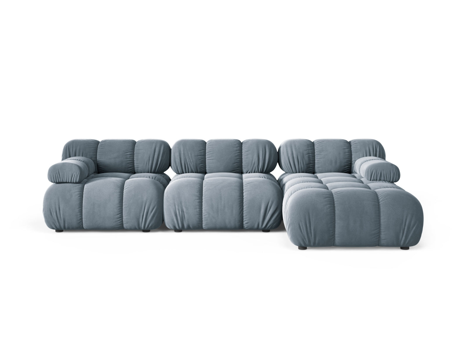 Divano Angolare Modulare Destro in Velluto, "Bellis", 4 Posti, 282x155x70 - Blu Chiaro