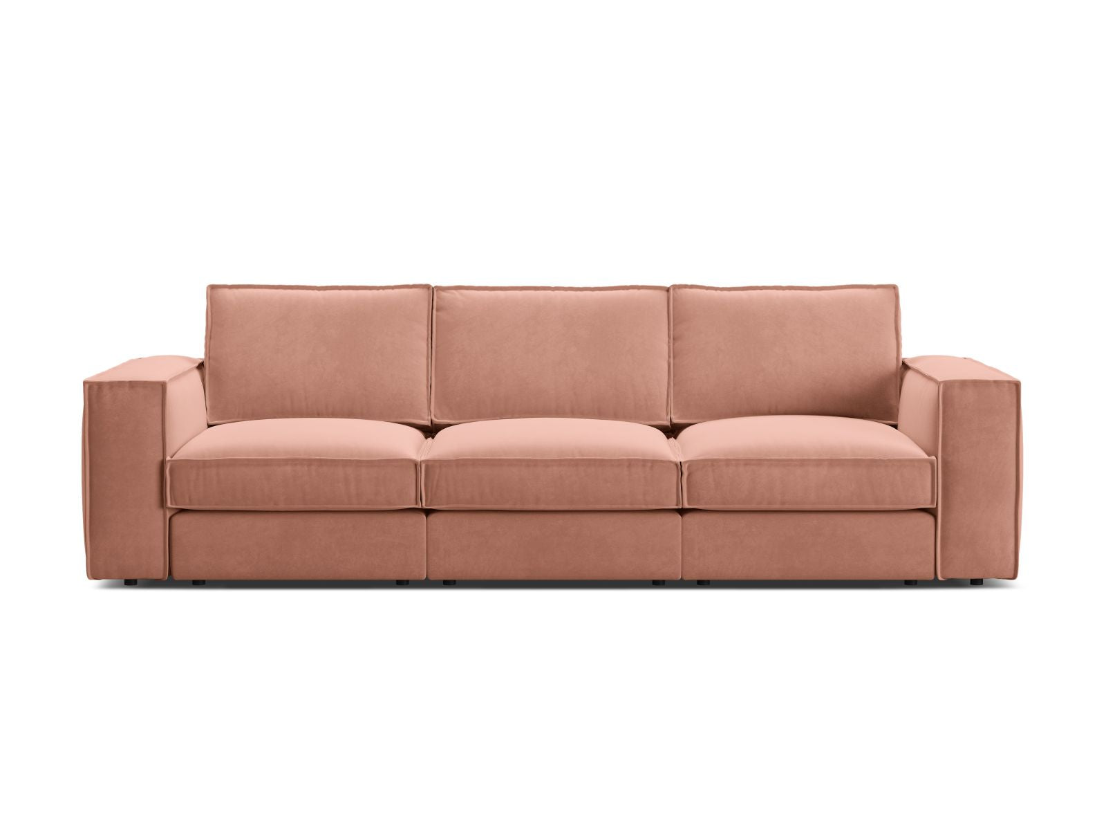 Divano Modulare in Velluto, "Pola", 4 Posti, 284x103x88 - Rosa