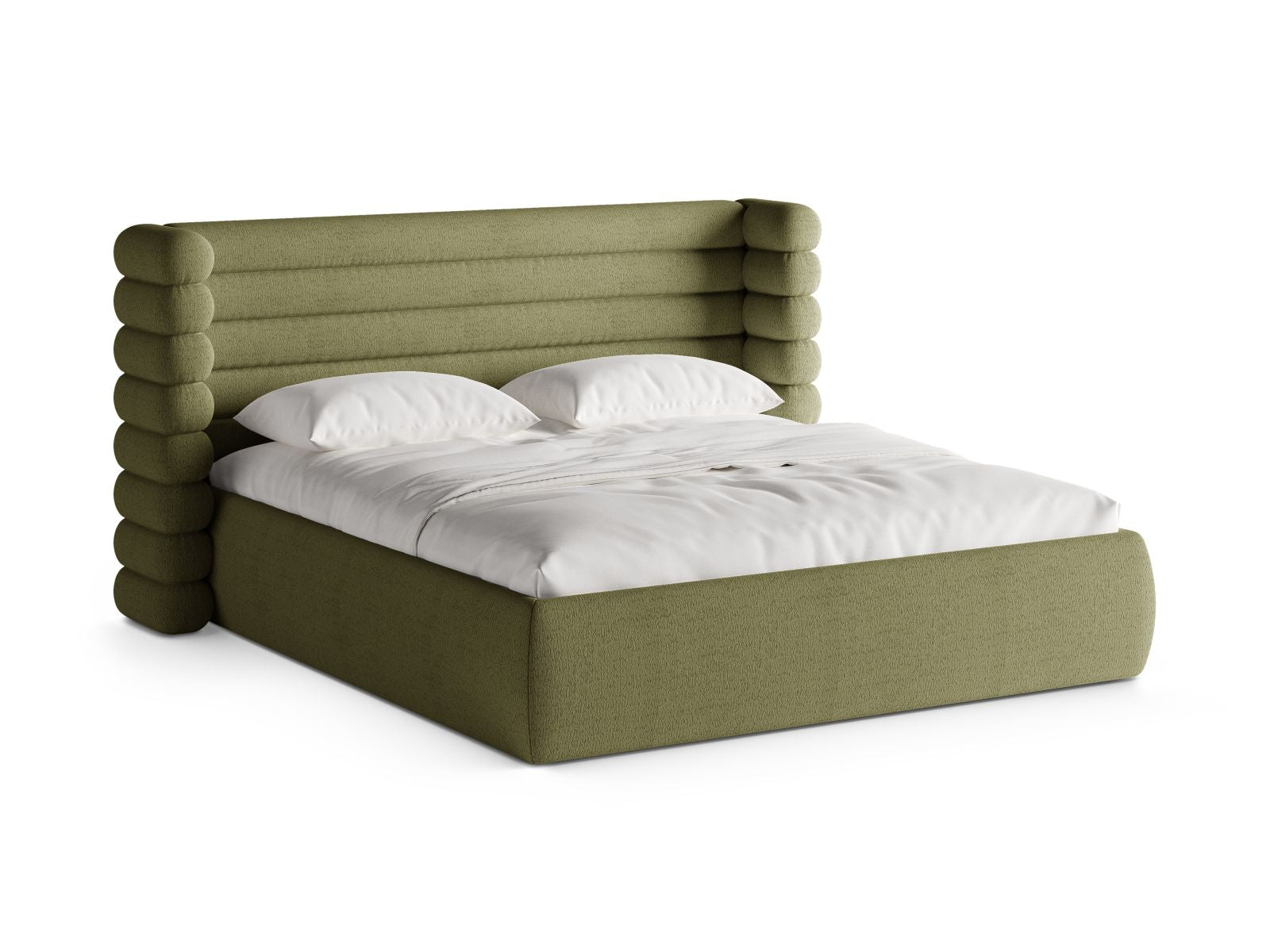 Letto con Contenitore e Testata, "Mount", 228x236x120 - Oliva Chiaro