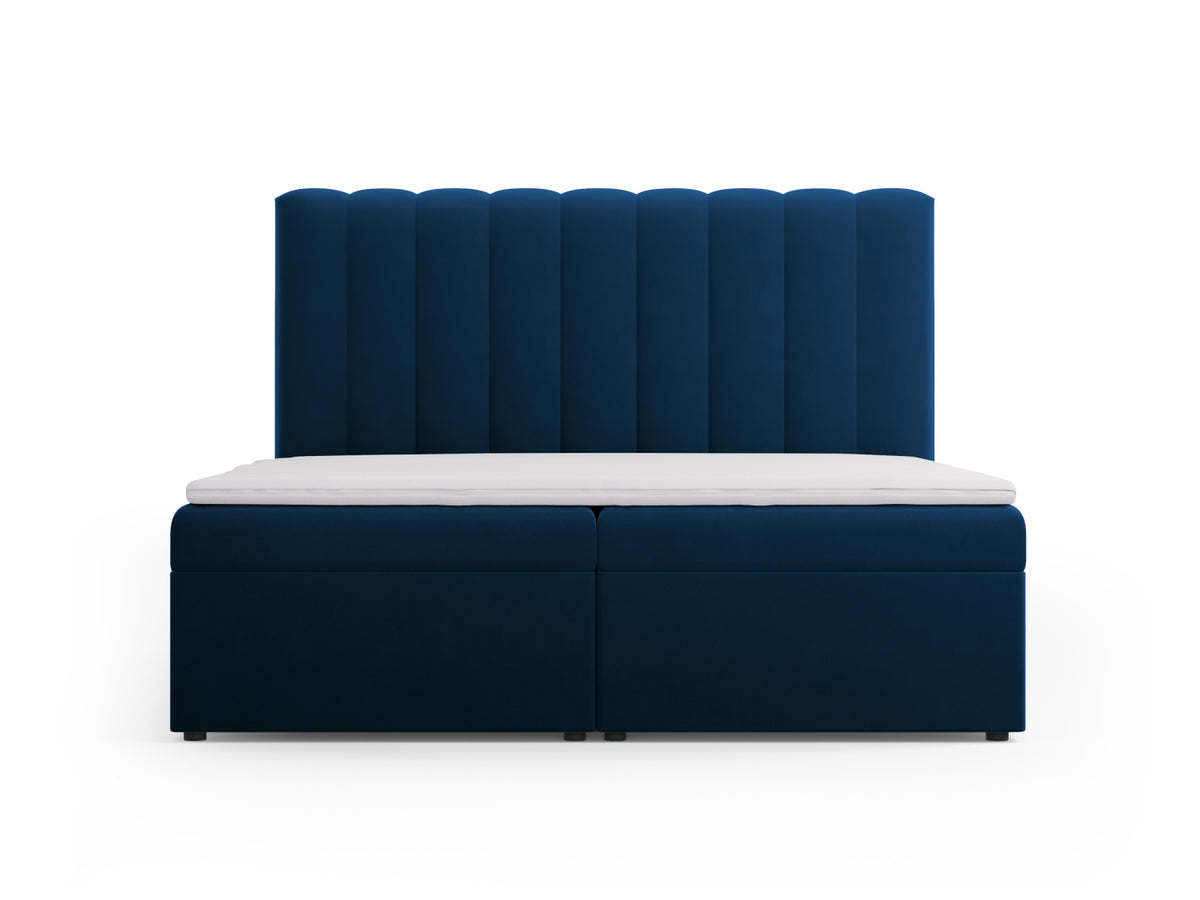 Letto Boxspring con Testata, Materasso e Topper Kelp - Blu Reale 180x200