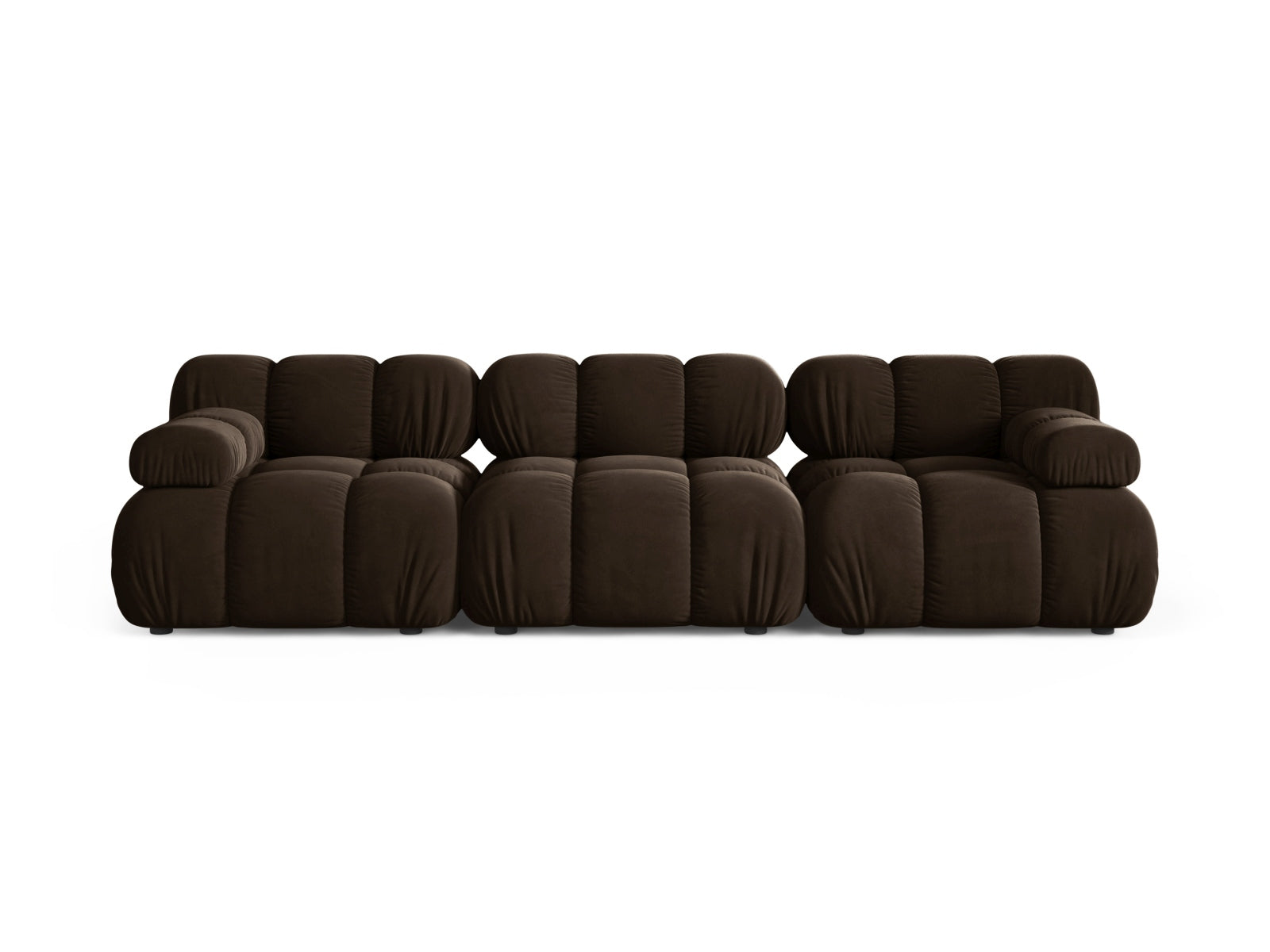 Divano Modulare in Velluto, "Bellis", 3 Posti, 282x94x70 - Marrone Scuro