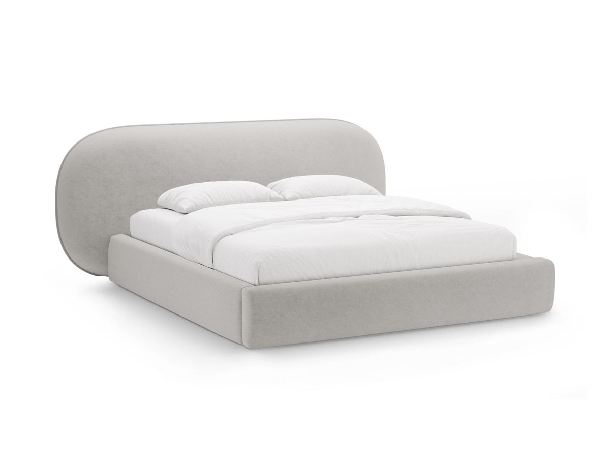 Letto Contenitore con Testata Ovalo - Grigio Chiaro 160x200
