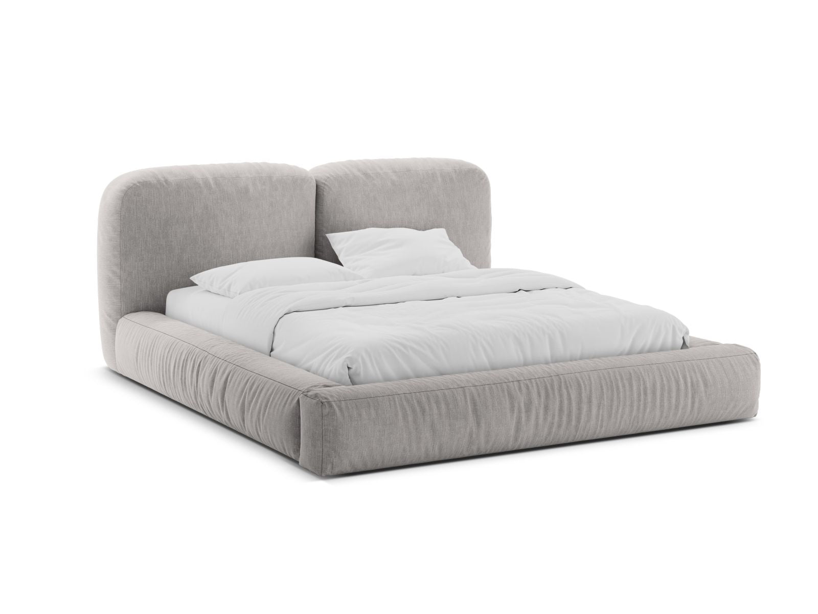 Letto con Contenitore e Testata, "Martina", 246x226x101 - Grigio Chiaro
