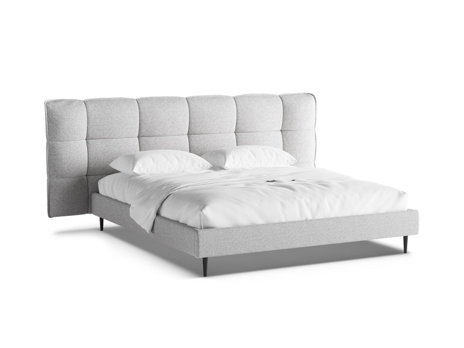 Letto con Contenitore e Testata, "Eric", 220x290x114 - Grigio Chiaro Melange