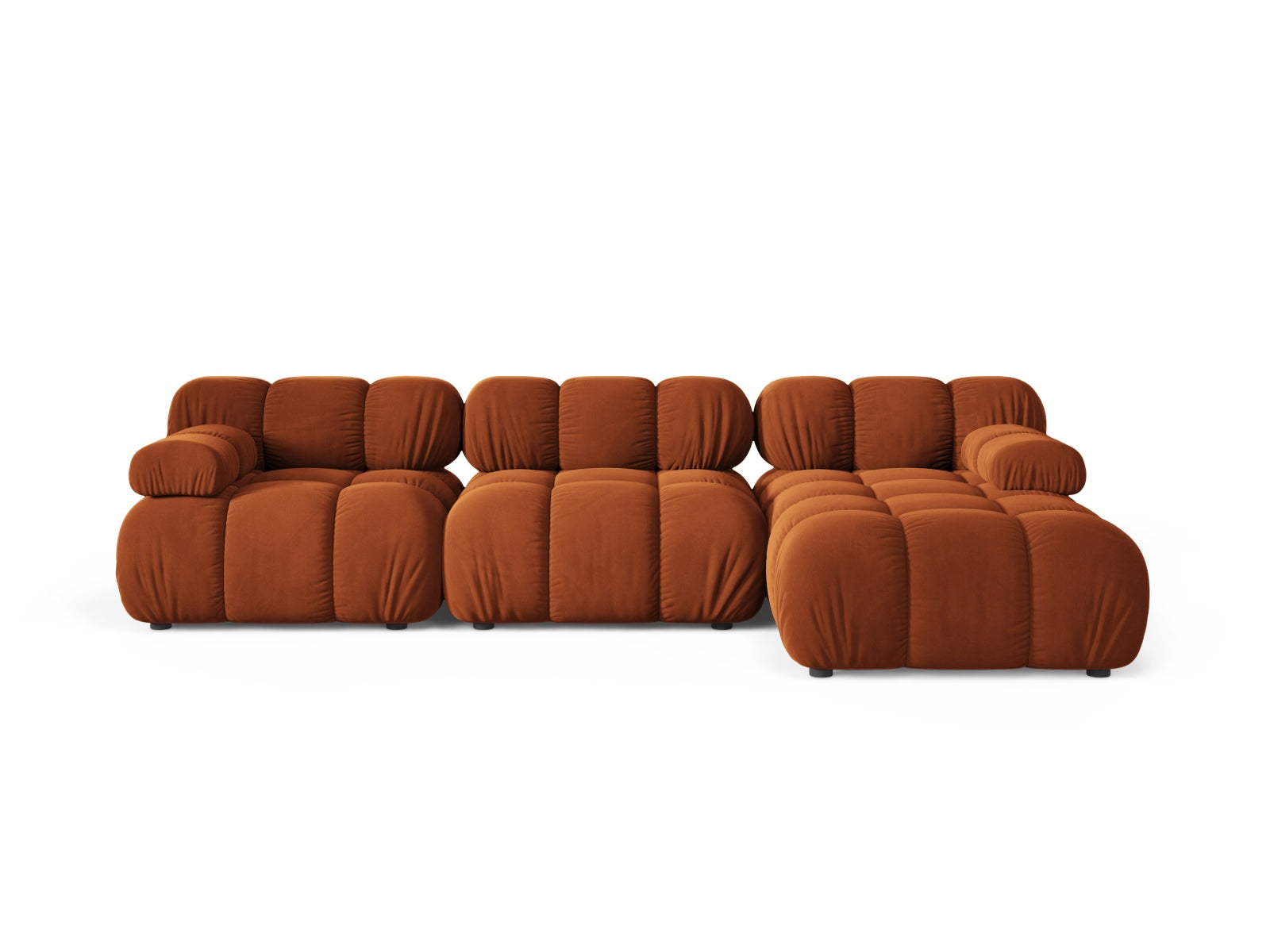 Divano Angolare Modulare Destro in Velluto, "Bellis", 4 Posti, 282x155x70 - Terracotta