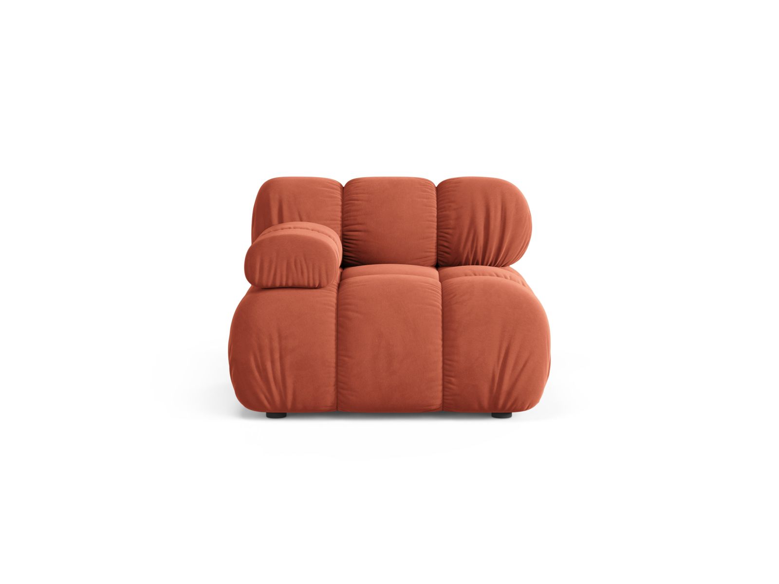 Modulo Sinistro in Velluto, "Bellis", 1 Posto, 94x94x70 - Corallo