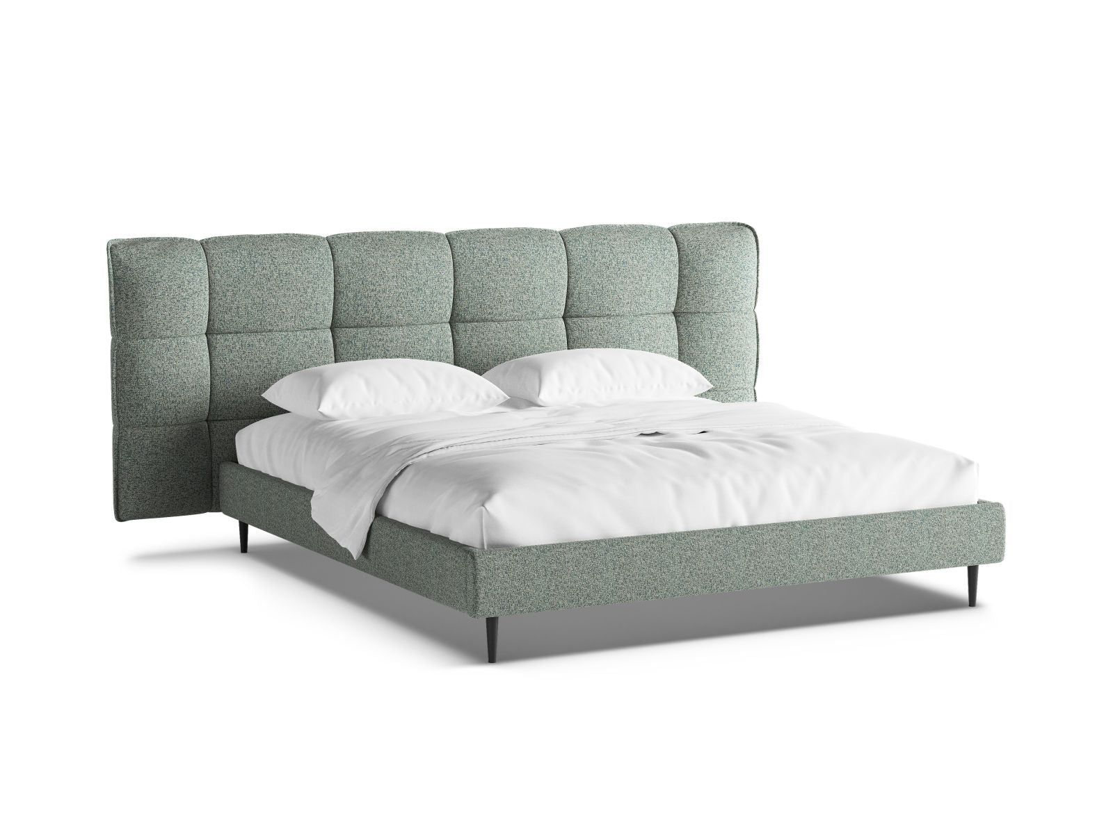 Letto con Contenitore e Testata, "Eric", 220x270x114 - Verde Muschio Melange