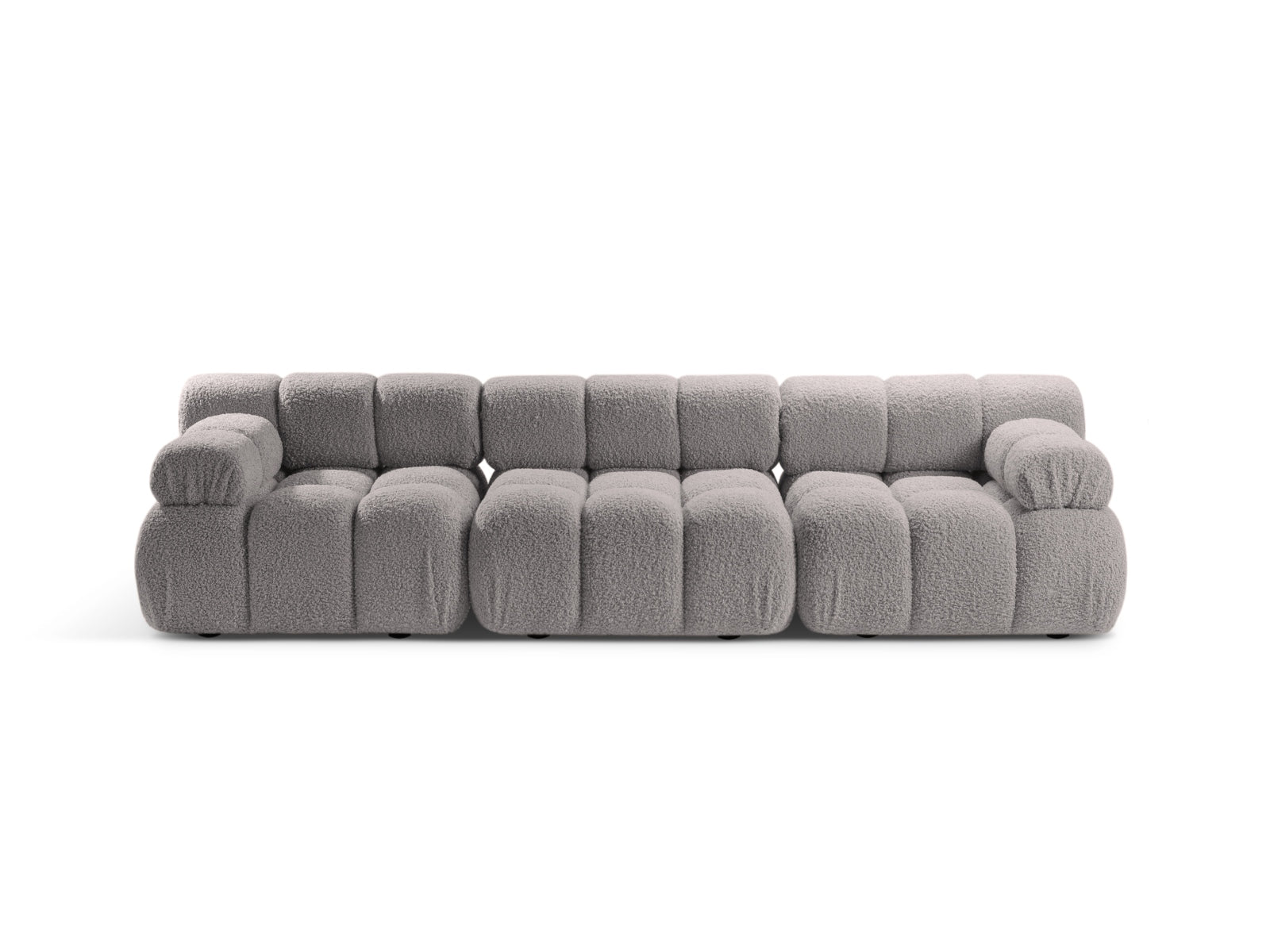 Divano Modulare in Bouclé, "Bellis", 3 Posti, 282x94x70 - Grigio Chiaro