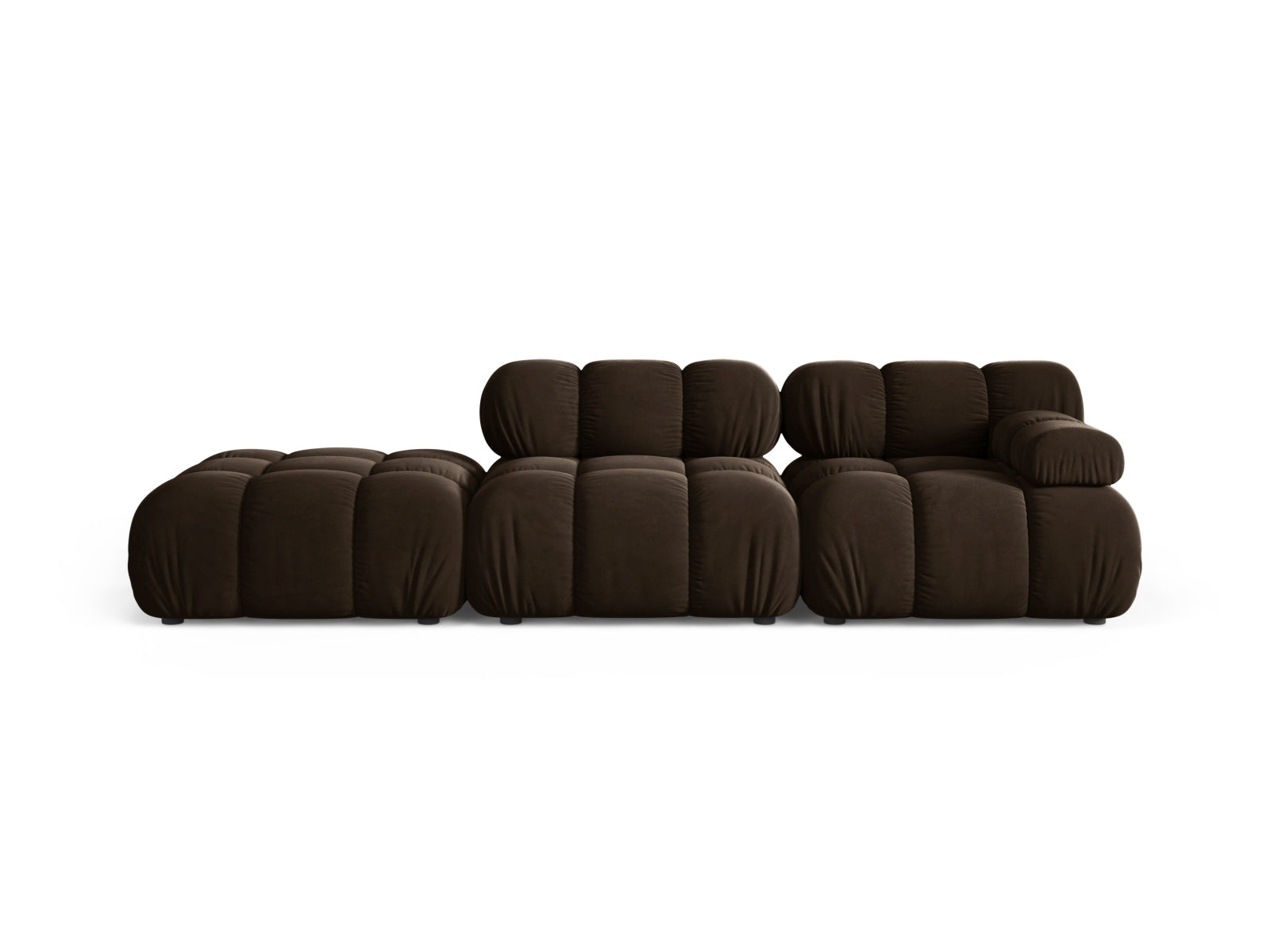 Divano Modulare Sinistro in Velluto, "Bellis", 4 Posti, 282x94x70 - Marrone Scuro