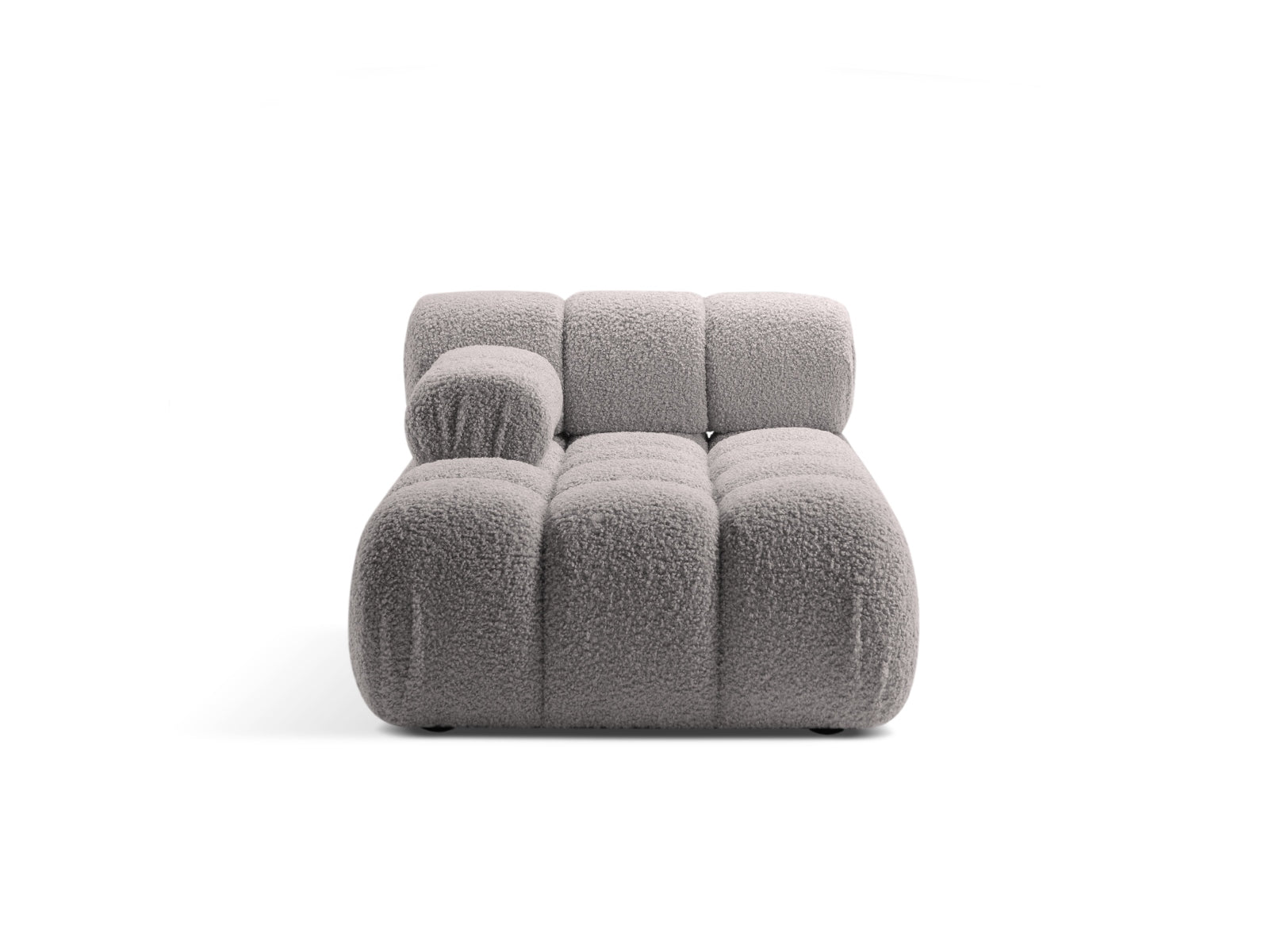 Chaise Longue Sinistra in Bouclé, "Bellis", 1 Posto, 155x94x70 - Grigio Chiaro