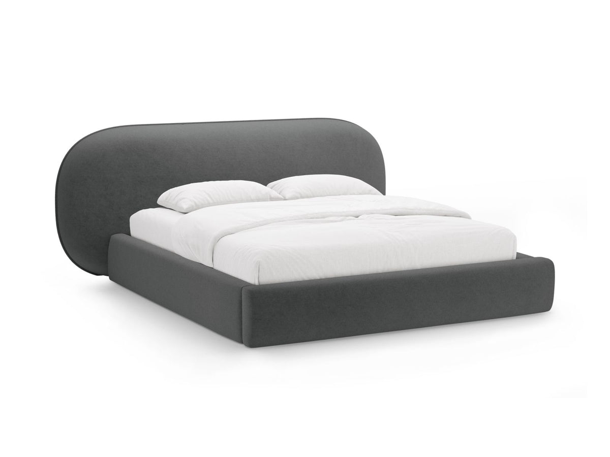 Letto Contenitore con Testata Ovalo - Grigio Scuro 160x200