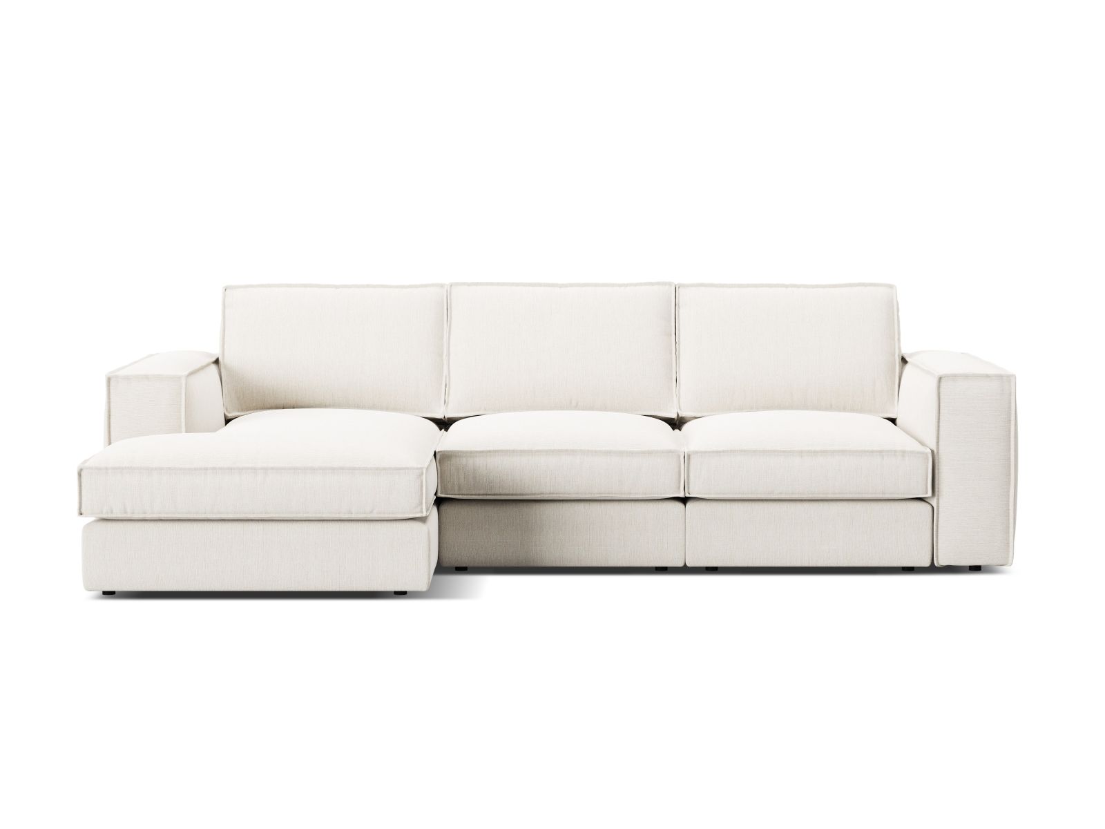 Divano Angolare Modulare Sinistro, "Pola", 3 Posti, 284x158x88 - Bianco