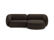 Divano Angolare Modulare Destro in Bouclé, "Kate", 2 Posti, 255x176x76 - Marrone