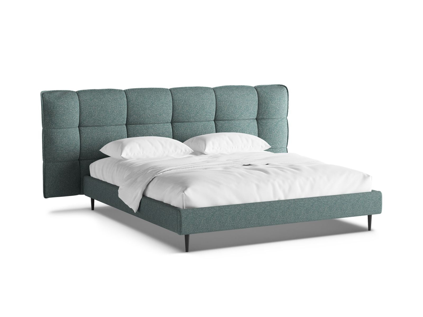 Letto con Contenitore e Testata, "Eric", 220x230x114 - Blu Melange