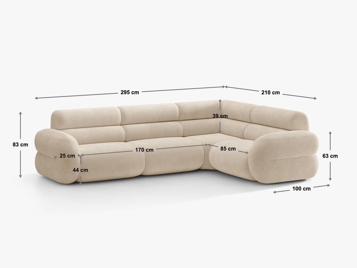 Divano Angolare Componibile Neo, 5 Posti, 210x295x83