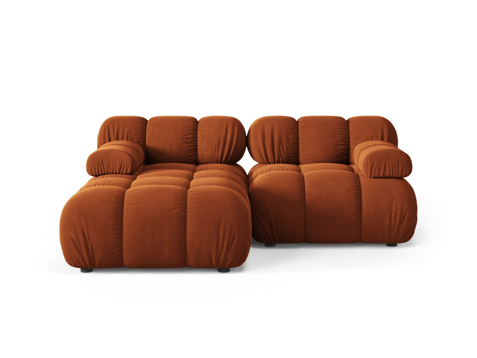 Divano Angolare Modulare Sinistro in Velluto, "Bellis", 3 Posti, 188x155x70 - Terracotta