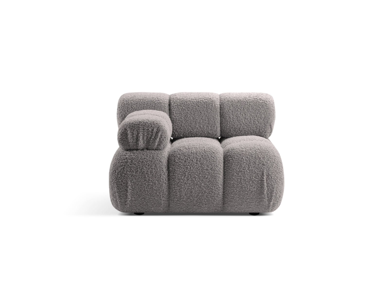 Modulo Sinistro in Bouclé, "Bellis", 1 Posto, 94x94x70 - Grigio Chiaro