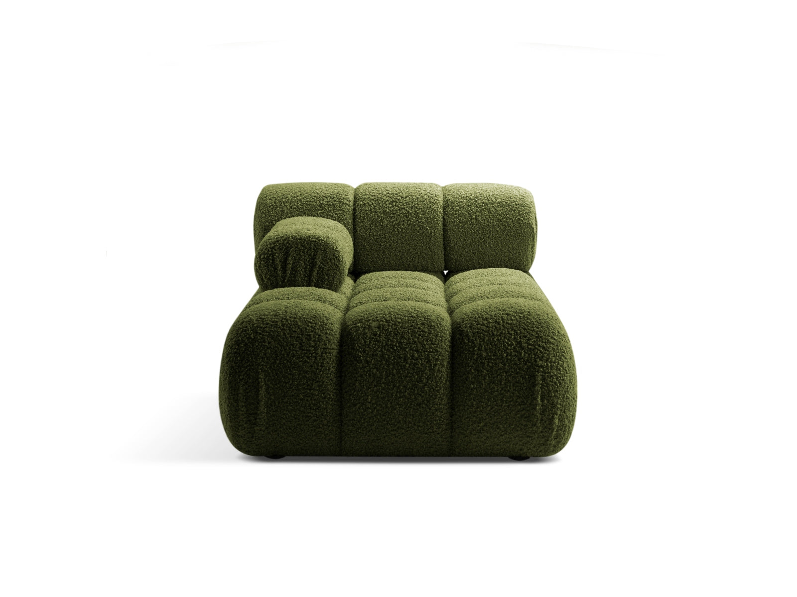 Chaise Longue Sinistra in Bouclé, "Bellis", 1 Posto, 155x94x70 - Verde