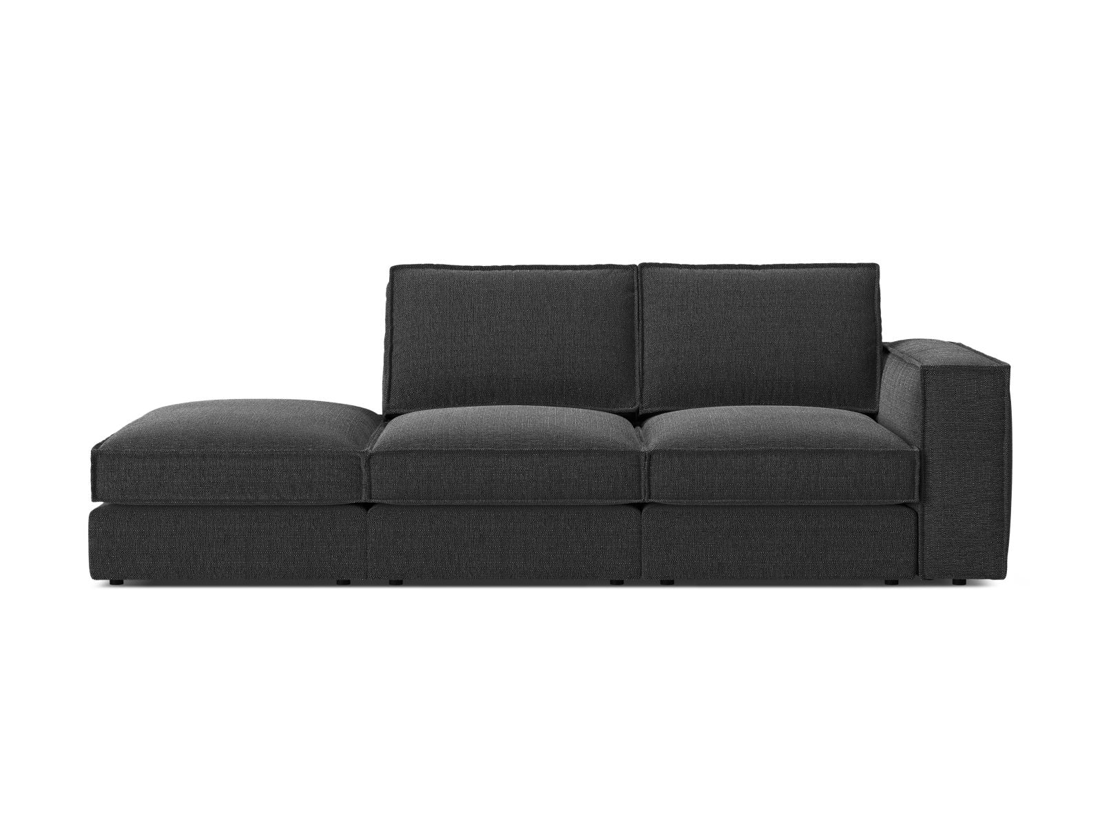 Divano Modulare Aperto Sinistro, "Pola", 3 Posti, 259x103x88 - Nero