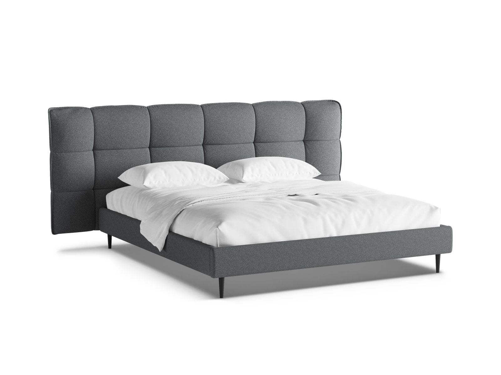 Letto con Contenitore e Testata, "Eric", 220x230x114 - Grigio Scuro Melange