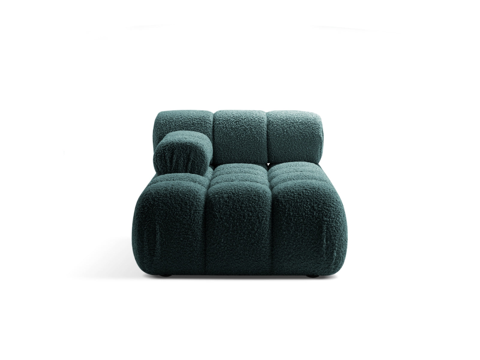Chaise Longue Sinistra in Bouclé, "Bellis", 1 Posto, 155x94x70 - Petrolio