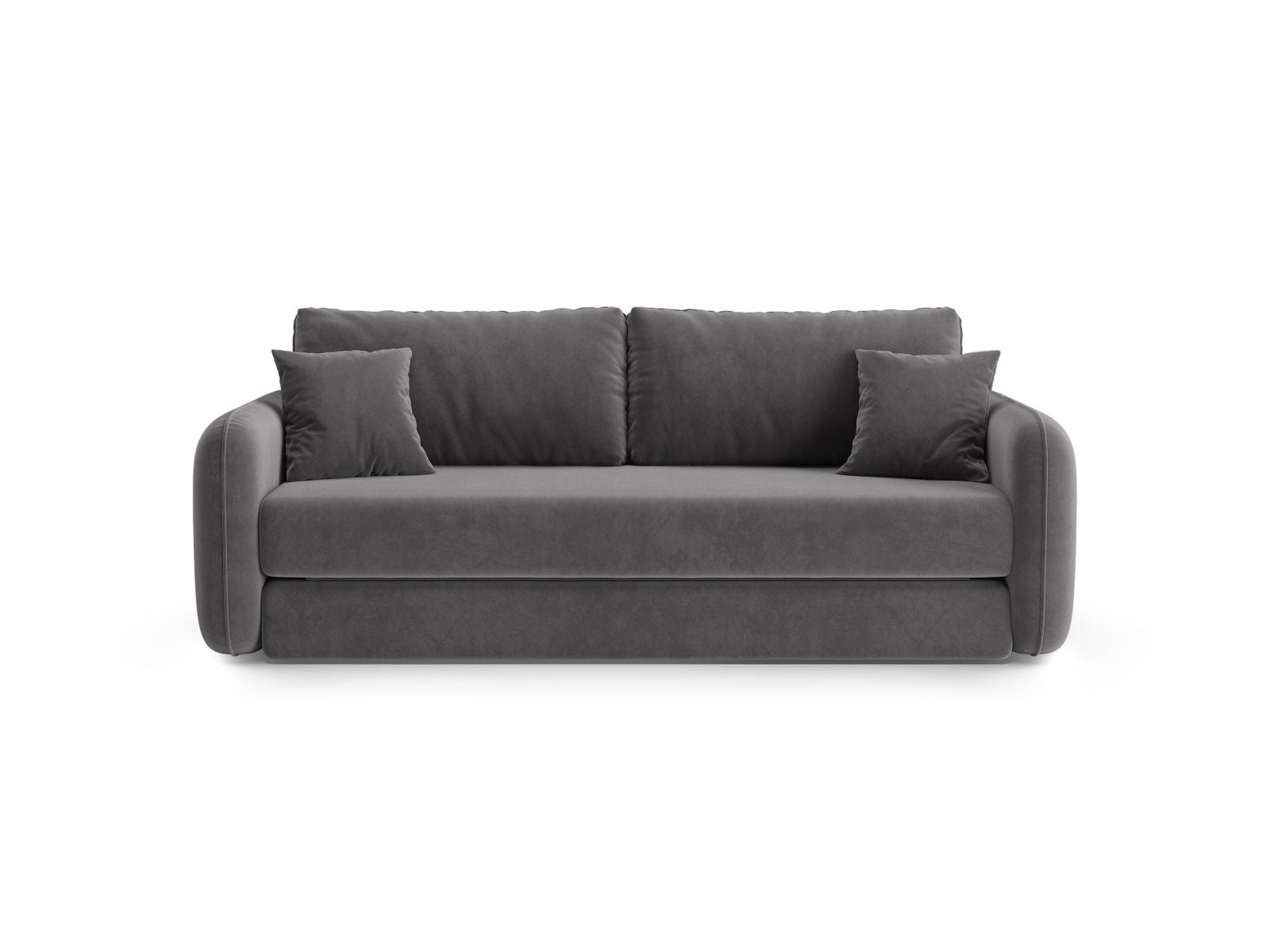 Divano con Funzione Letto in Velluto, "Dormi", 3 Posti, 225x94x87 - Grigio Scuro