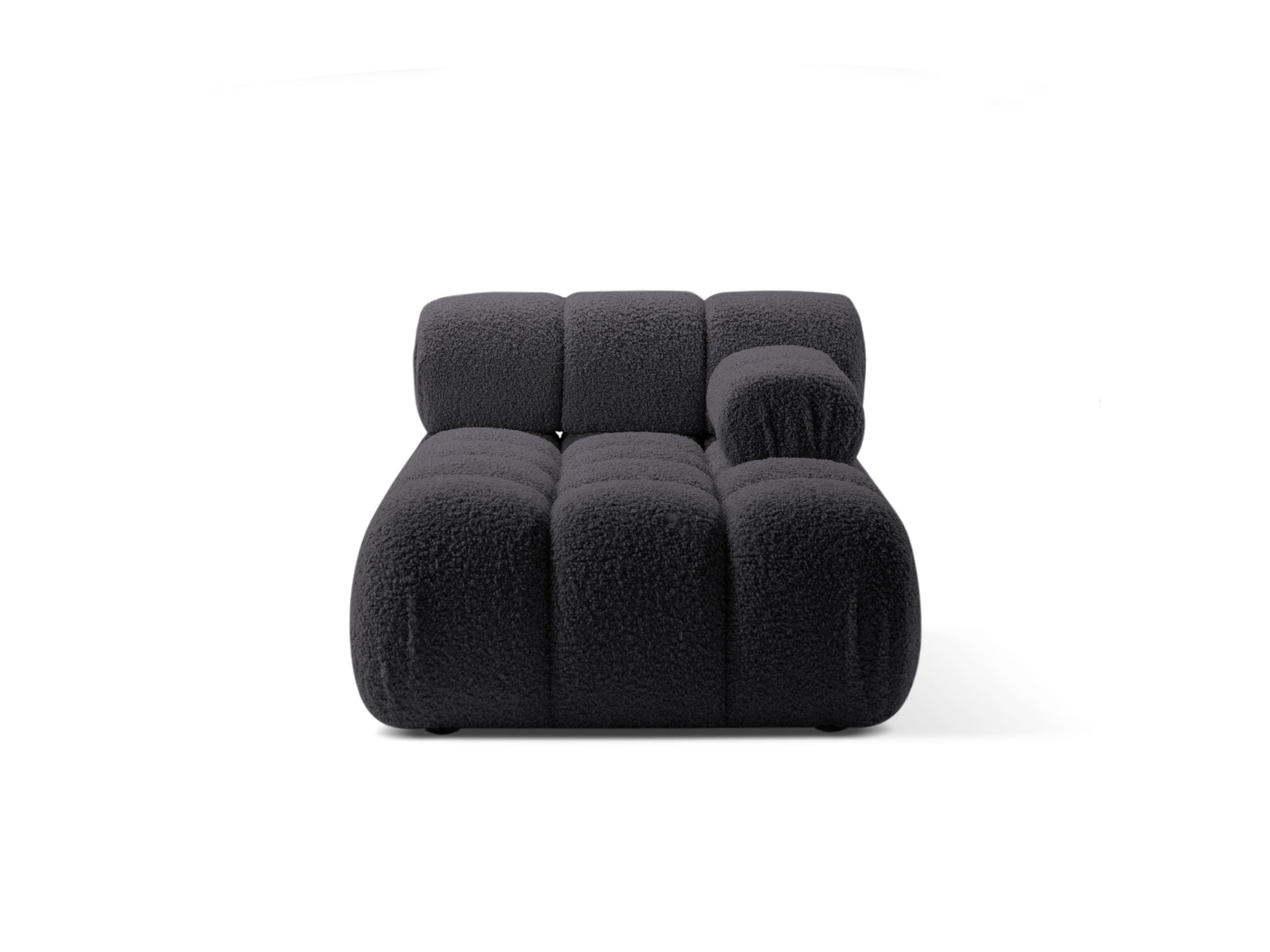 Chaise Longue Destra in Bouclé, "Bellis", 1 Posto, 155x94x70 - Grafite