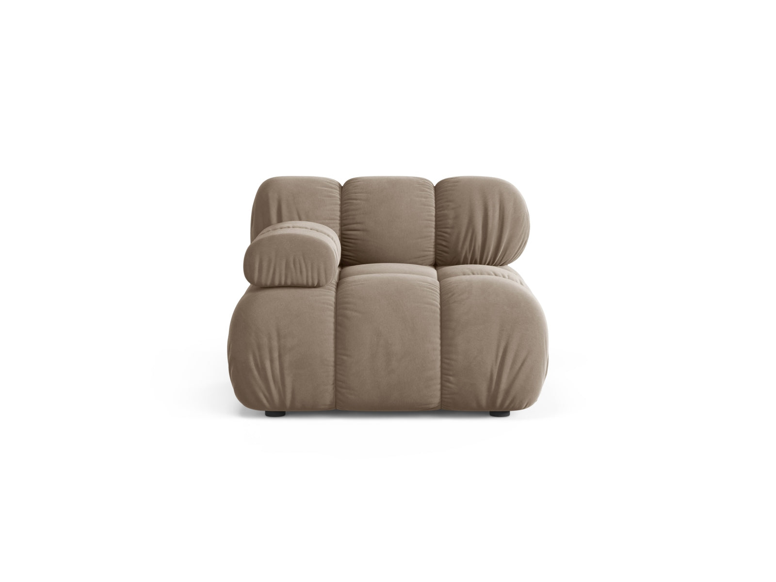 Modulo Sinistro in Velluto, "Bellis", 1 Posto, 94x94x70 - Cappuccino