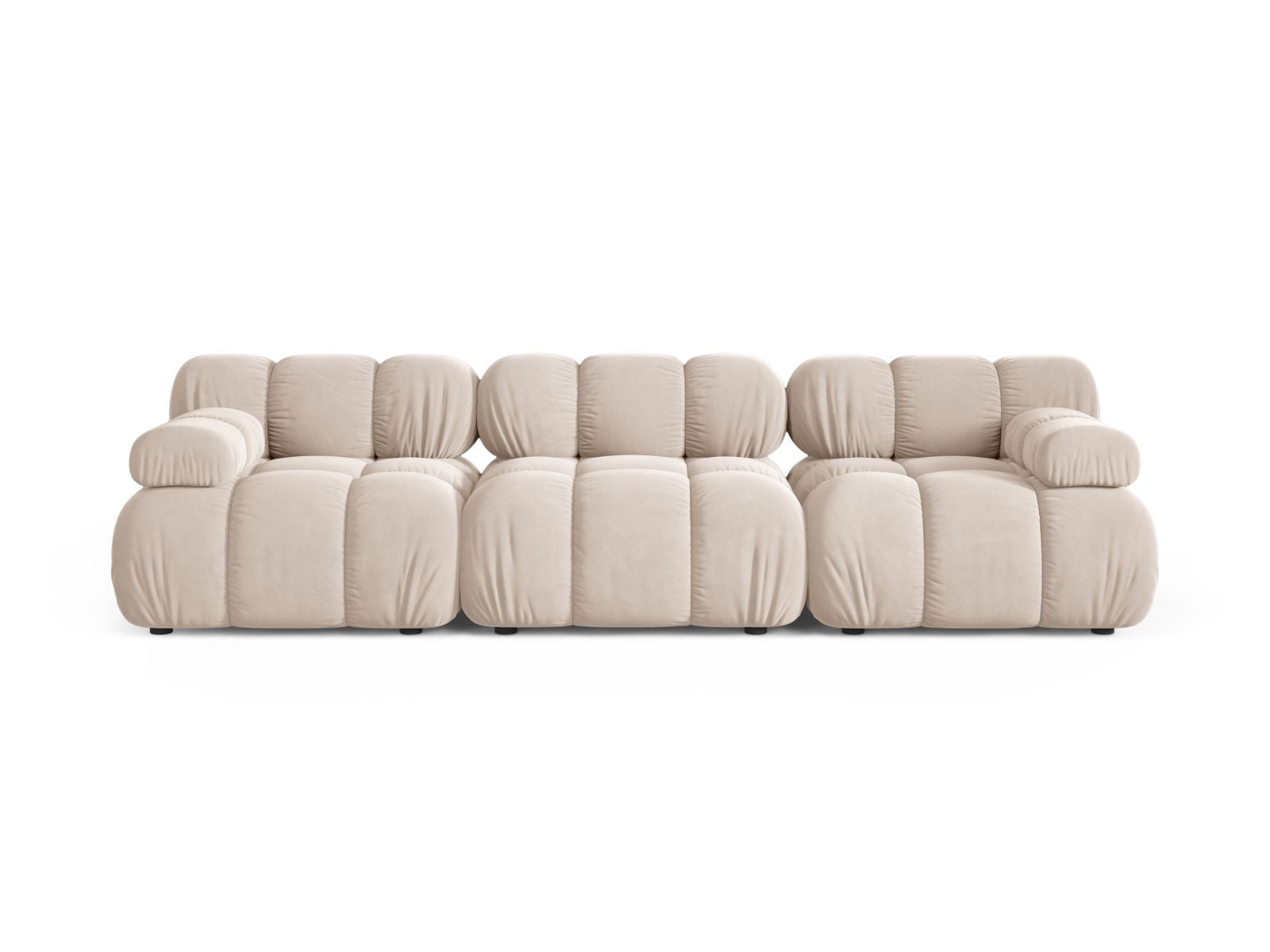 Divano Modulare in Velluto, "Bellis", 3 Posti, 282x94x70 - Beige Chiaro