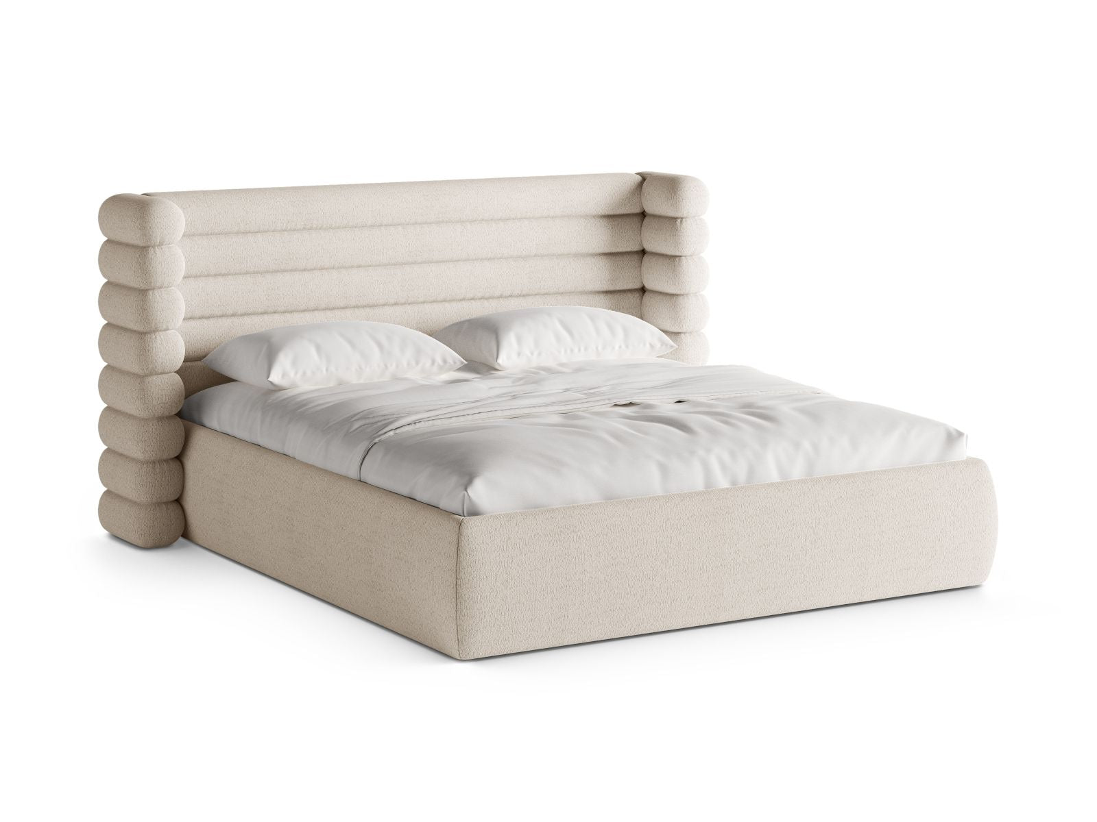 Letto con Contenitore e Testata, "Mount", 228x236x120 - Beige Chiaro