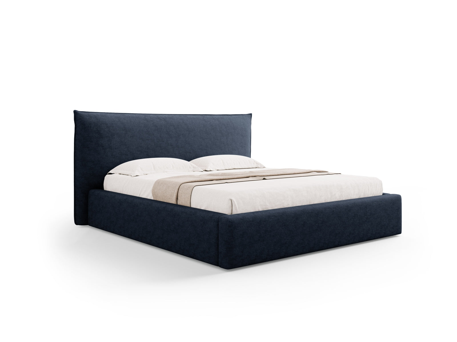 Letto con Contenitore e Testata, "Kaelle", 223x180x111 - Blu Scuro