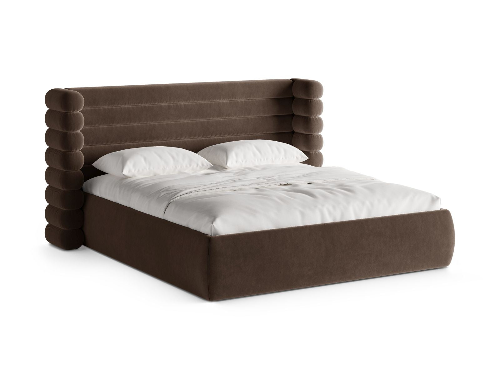 Letto con Contenitore e Testata, "Mount", 228x256x120 - Cioccolato