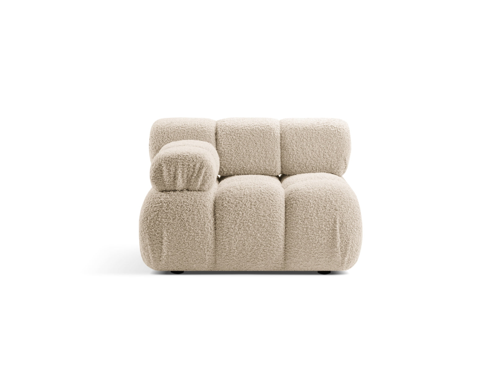 Modulo Sinistro in Bouclé, "Bellis", 1 Posto, 94x94x70 - Beige Chiaro