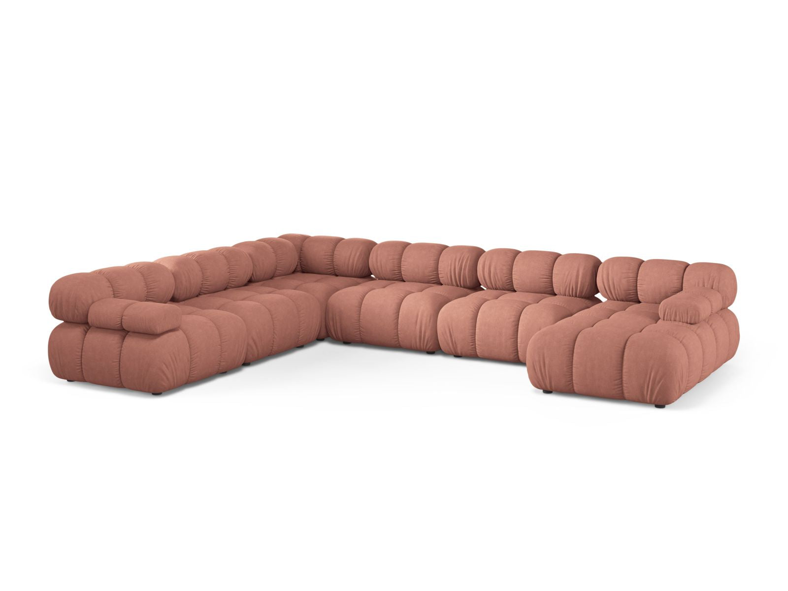 Divano Panoramico Modulare Angolare Sinistro, "Bellis", 8 Posti, 282x376x70 - Rosa