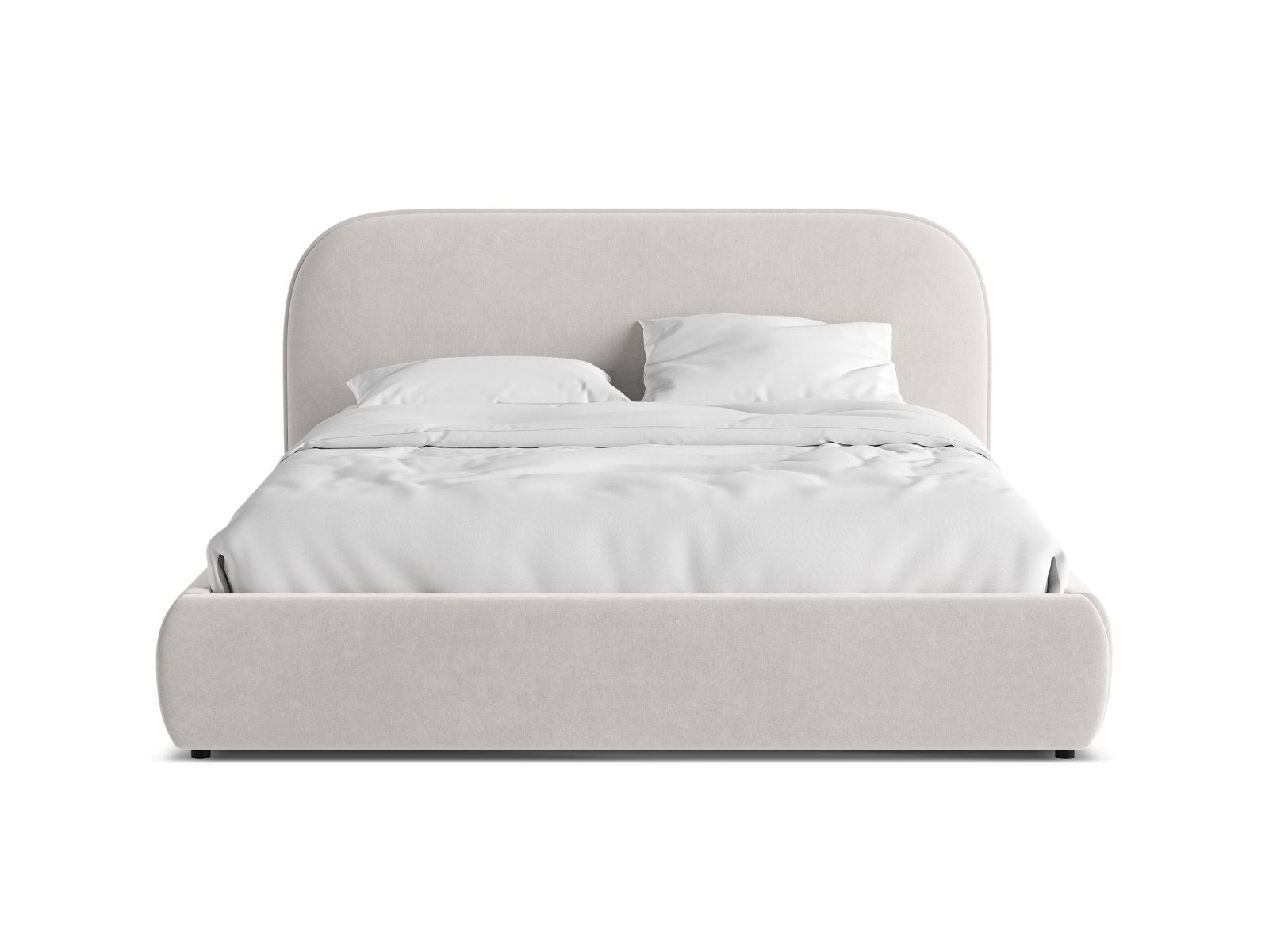 Letto con Contenitore e Testata in Velluto, "Murada", 226x233x100 - Grigio Chiaro