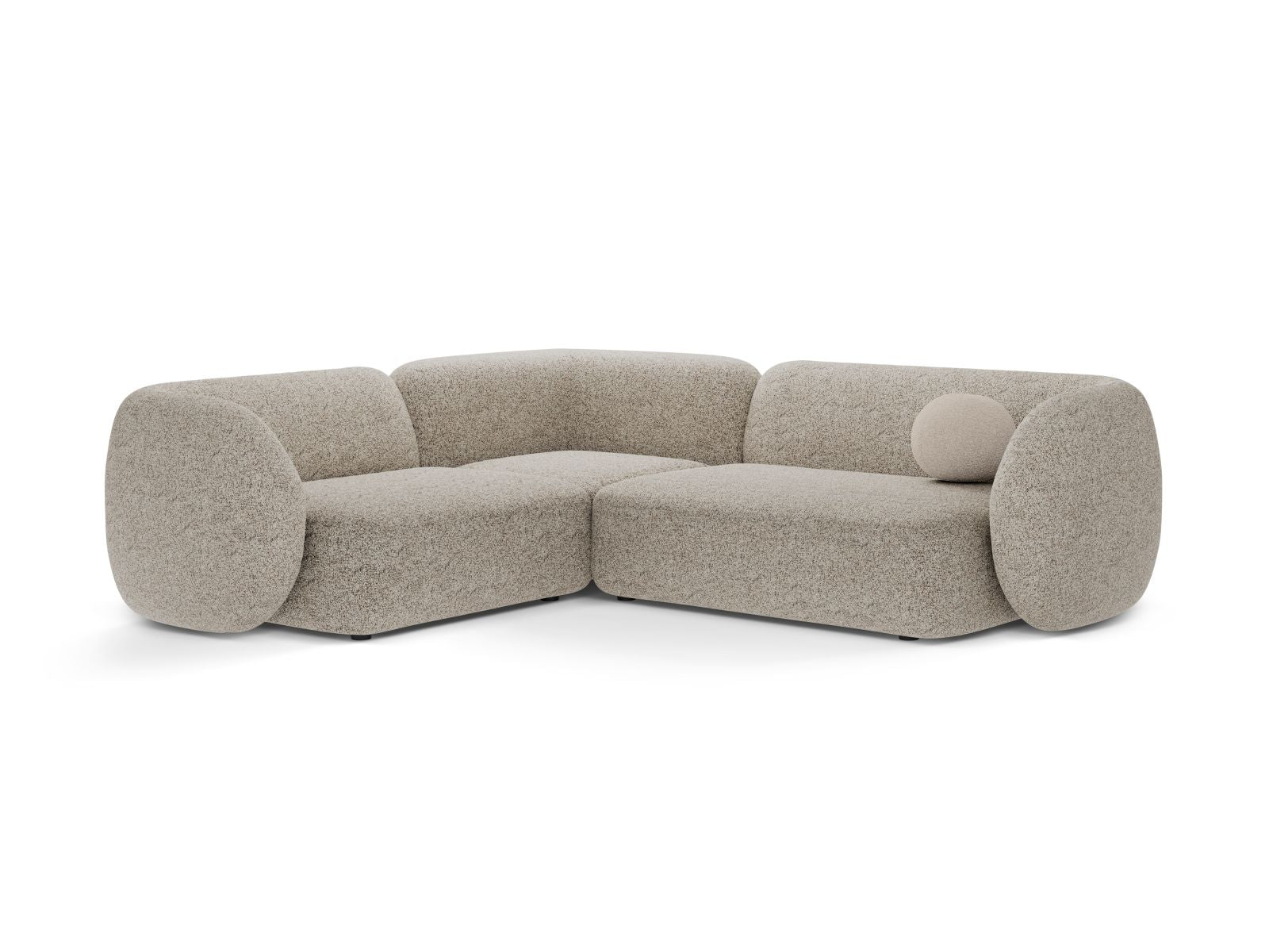 Divano Angolare Modulare Sinistro, "Kate", 4 Posti, 252x220x76 - Beige Melange