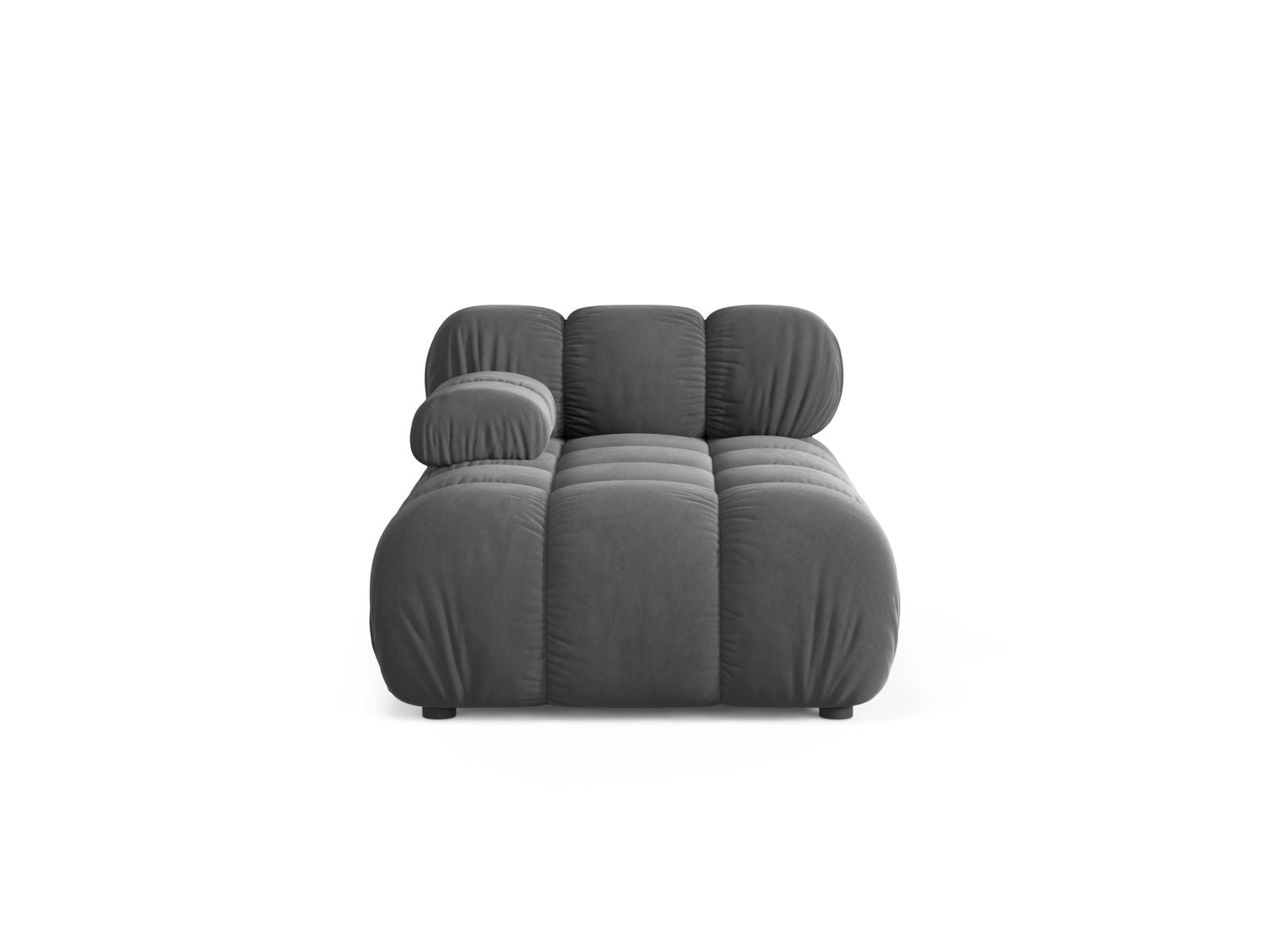 Chaise Longue Sinistra in Velluto, "Bellis", 1 Posto, 155x94x70 - Grigio