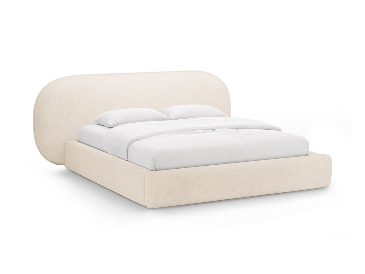 Letto Contenitore con Testata Ovalo - Beige 160x200