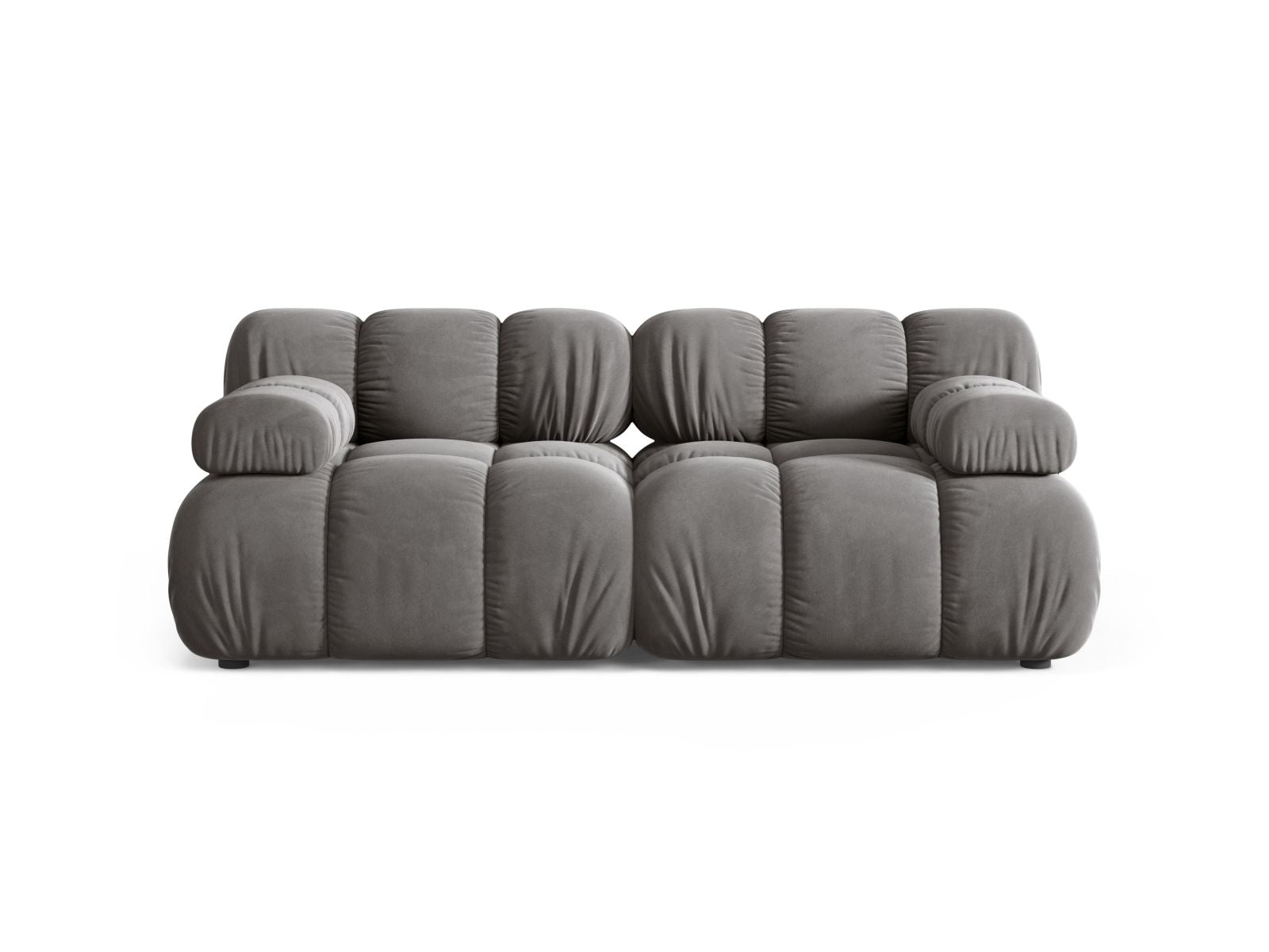 Divano Modulare in Velluto, "Bellis", 2 Posti, 188x94x70 - Grigio Chiaro