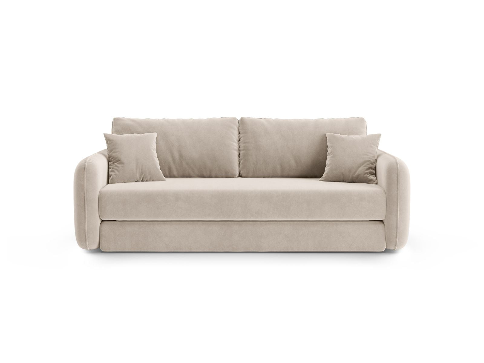 Divano con Funzione Letto in Velluto, "Dormi", 3 Posti, 225x94x87 - Beige