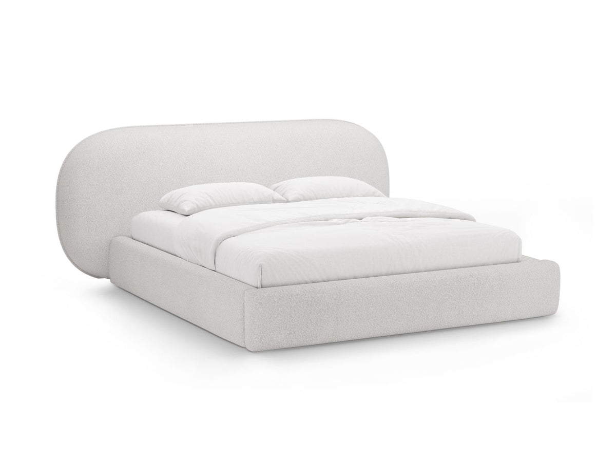 Letto Contenitore con Testata Ovalo - Grigio Chiaro 180x200