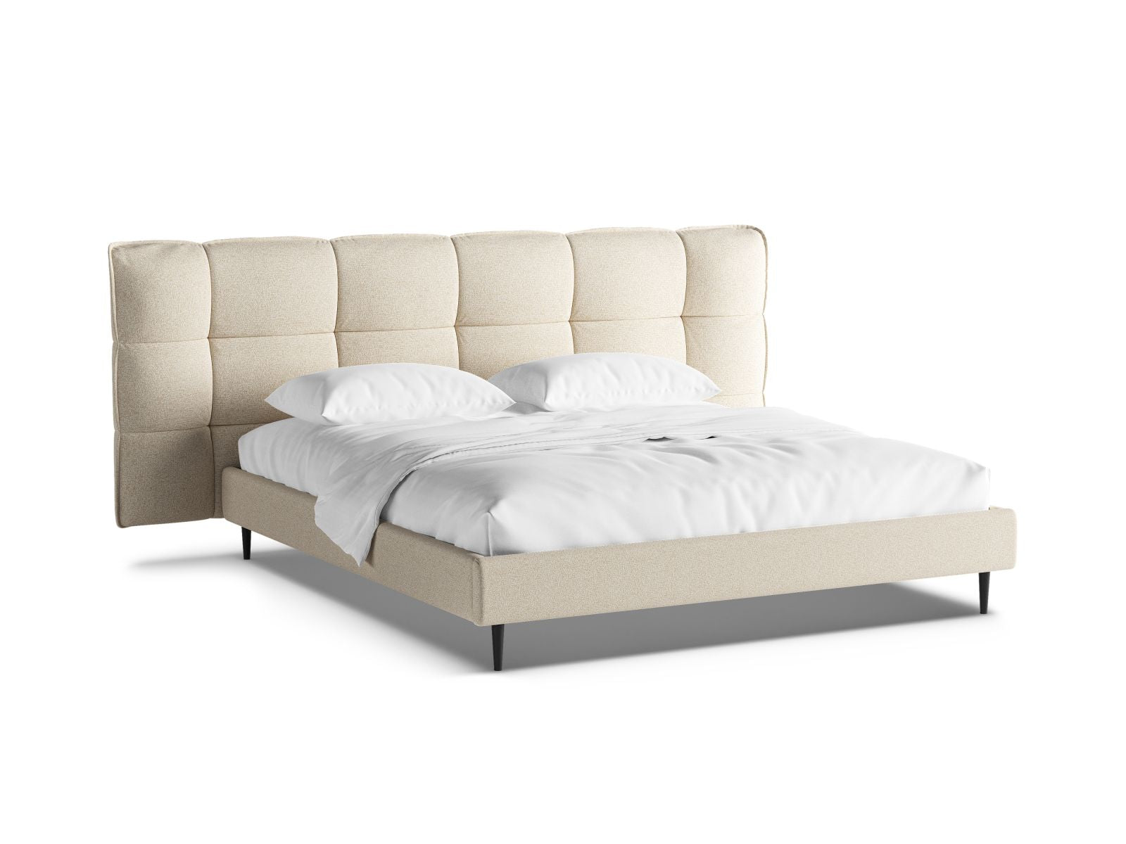 Letto con Contenitore e Testata, "Eric", 220x270x114 - Beige Chiaro Melange
