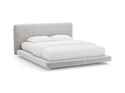 Letto con Testata in Velluto, "Linea", 225x184x98 - Grigio Chiaro