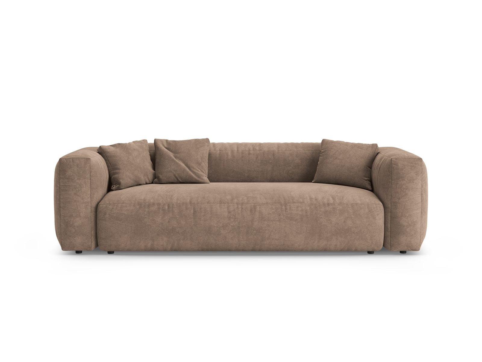 Divano con Funzione Letto in Velluto, "Martina", 3 Posti, 264x106x75 - Beige Scuro